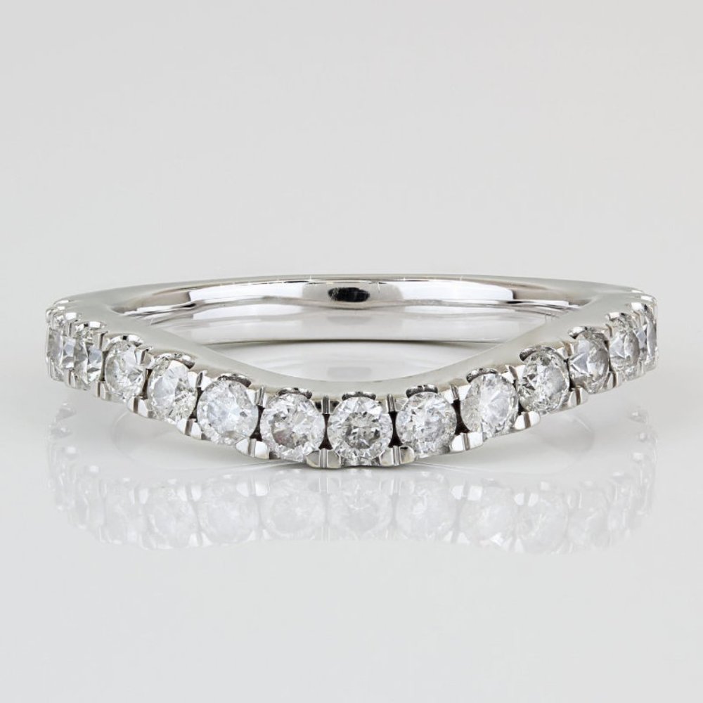 14k White Gold Wavy Diamond Wedding Band Ring by Unique Designs